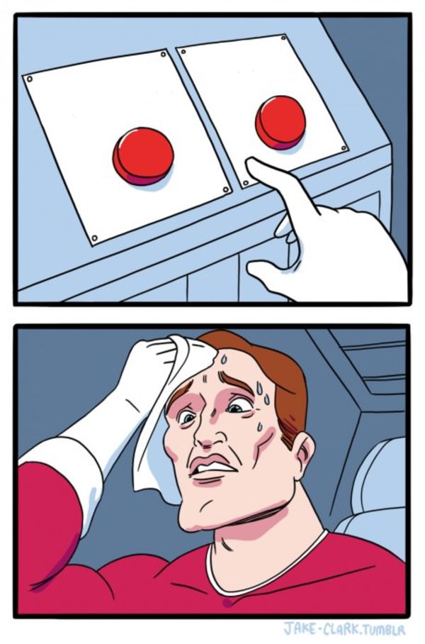 Two Buttons meme about Fresh Chile